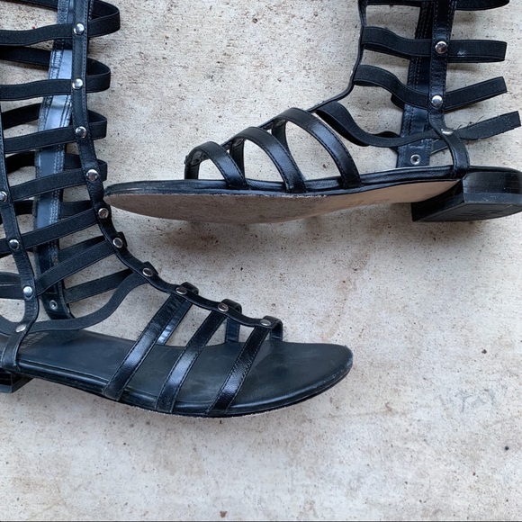 Stuart Weitzman Gladiator Sandals Black Leather With Box - 8.5 - Picture 6 of 16